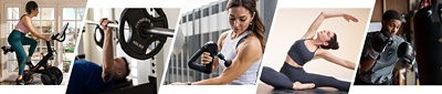A collection of images depicting fitness activities