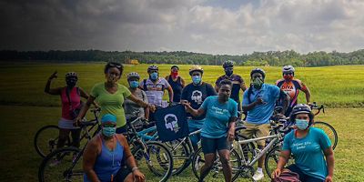 Members of Outdoor Afro gather for a bike ride
