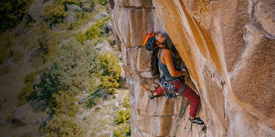 Angela Lee rock climbing