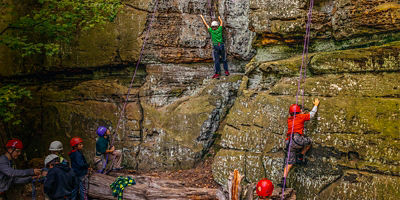 Climbers climbing at Whipp's Ledges