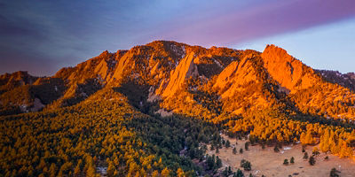 Boulder Colorado Flatiron mountains at sunrise