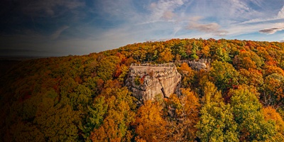 Coopers Rock state park overlook over the Cheat River in narrow wooded gorge in the autumn. Park is near Morgantown, West Virginia