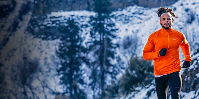 A man road runs in Yakima Canyon in winter, Central Cascades, Washington