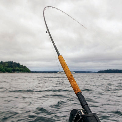 Saltwater Fishing rod on a boat.