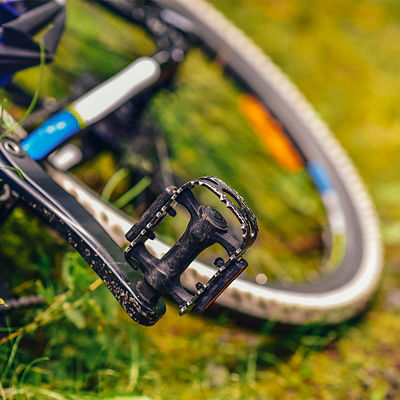A close up image of a bike pedal 