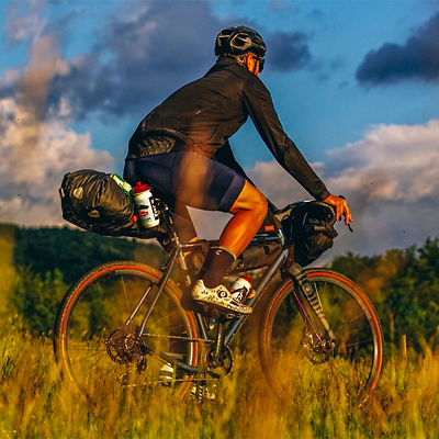 A person rides their gravel bike 