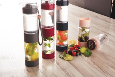Water bottles with different infused water inside