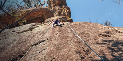 a climber at Wintergreen climbing area