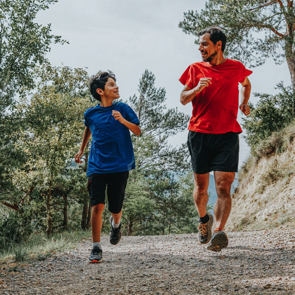 father and son running together