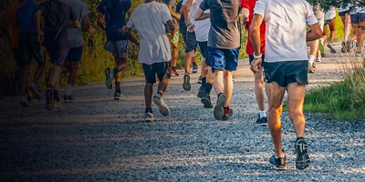 Runners feet on gravel road