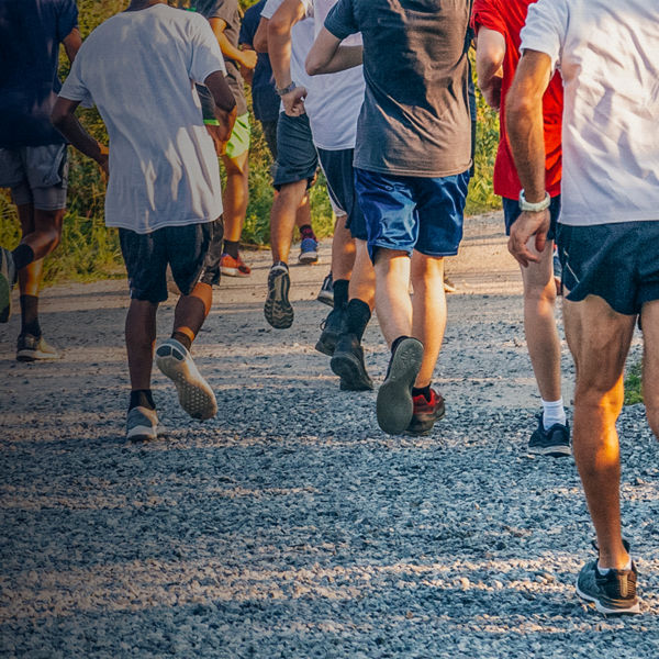Runners feet on gravel road