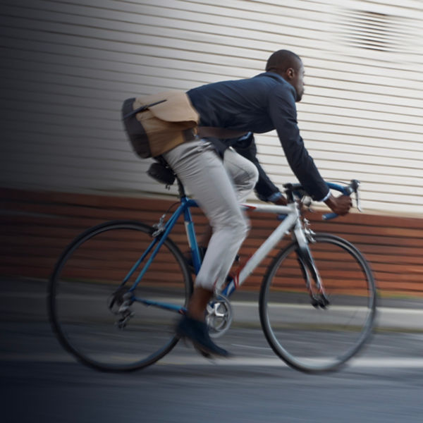 A man commutes to work