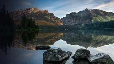 A view of Phelps Lake in Grand Teton National Park