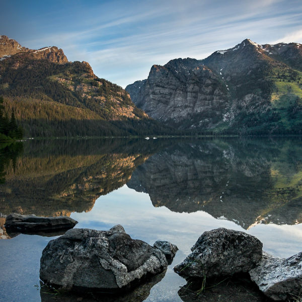 A view of Phelps Lake in Grand Teton National Park