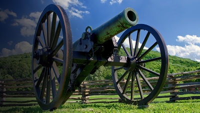 Civil War era cannon overlooks Kennesaw Mountain National Battle