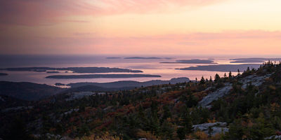 Sunset at Cadillac Mountain in Acadia National Park in the Fall