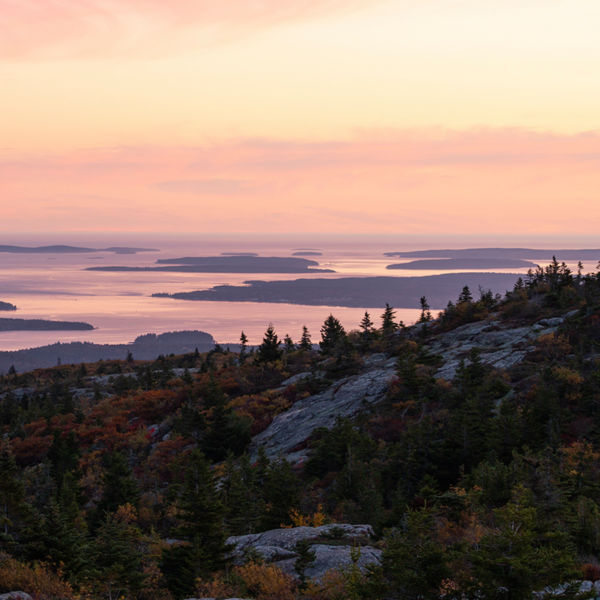 Sunset at Cadillac Mountain in Acadia National Park in the Fall