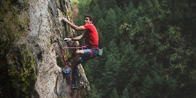 Craig DeMartino climbing in the Big Thompson at Mary's Bust