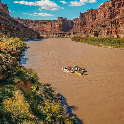 A rafting group on the Colorado River near Moab, and Canyonlands National Park.