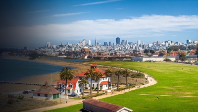 San Francisco skyline with Crissy Field, California, USA