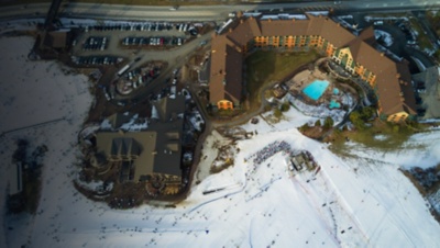 An aerial view of Mountain Creek Lodge