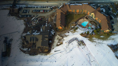 An aerial view of Mountain Creek Lodge