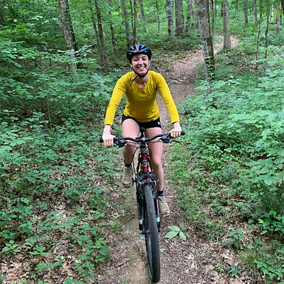 Riding a mountain bike on Mammoth Cave National Park north side trails.