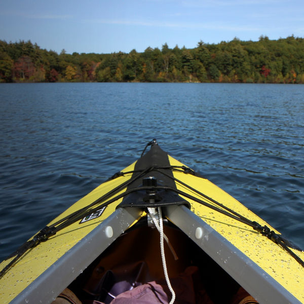 Boat on a Walden Pond in Massachusetts in autumn