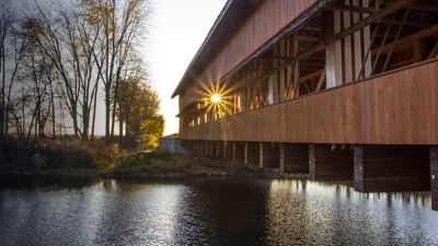 Black Run covered bridge over Big Darby creek in Ohio