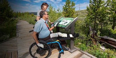 A 1/2-mile boardwalk starting at the Forces of the Northern Range parking area is wheelchair-accessible and includes wayside exhibits in Yellowstone National Park.