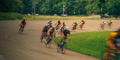 Highland Park summer night evening bike race.