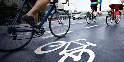 bikers in a bike lane