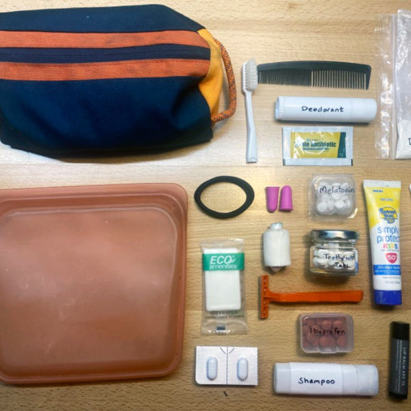 Pre packing adventure travel toiletries