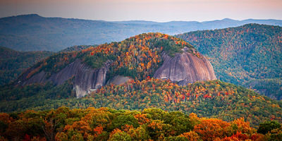 Pisgah National Forest, North Carolina, USA at Looking Glass Rock during autumn season in the morning.