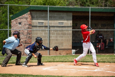 Batter swinging at the plate