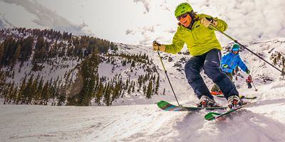 Person skiing down mountain