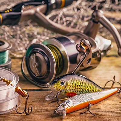 Fishing lures seen on a table