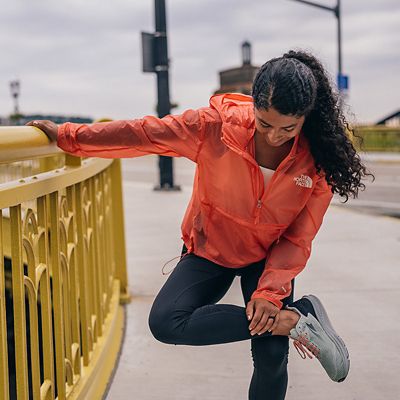 A woman stretching out her legs