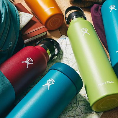 Hydroflask Water bottles on a map