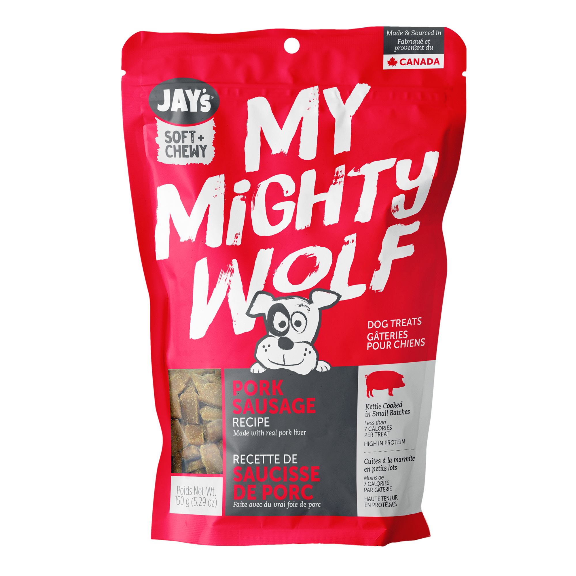 Jay's My Mighty Wolf Dog Treat - Natural, Grain Free, Pork Sausage, Pork Liver Sausage Flavor, size: 5.3 oz | PetSmart