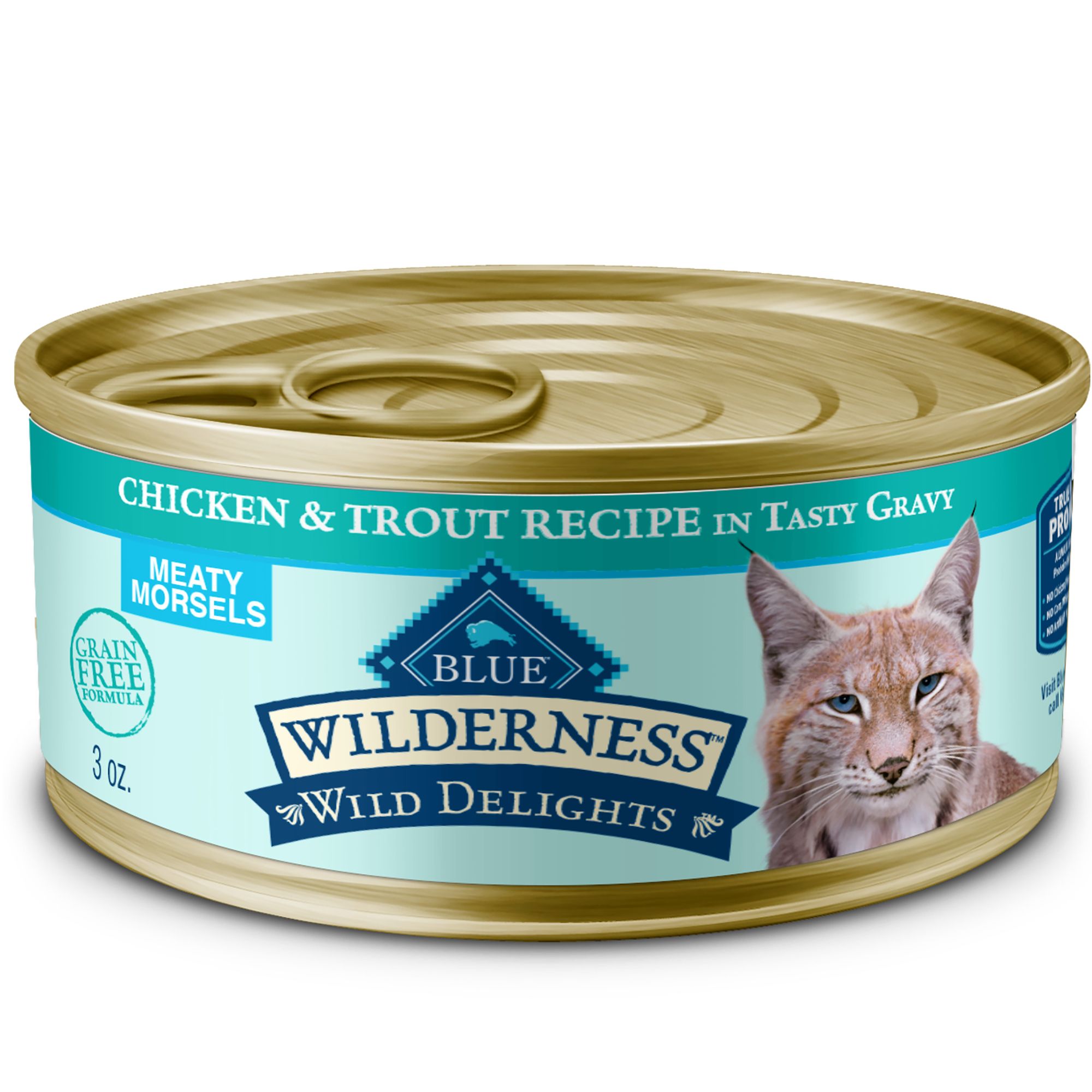 Blue Buffalo Wilderness Adult Wet Cat Food - Grain Free, Meaty Morsels, 3 Oz., Chicken and Trout Flavor | PetSmart