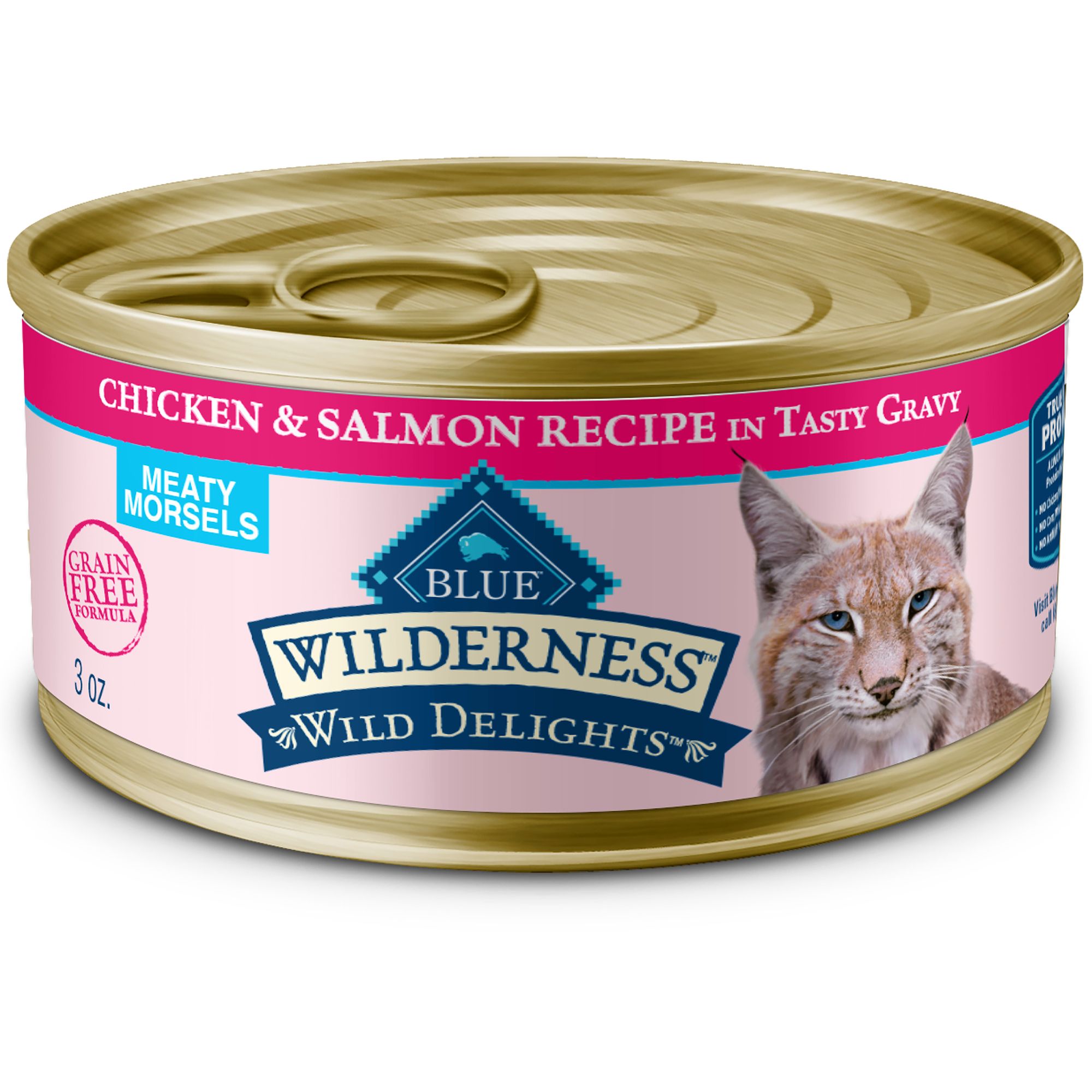 Blue Buffalo Wilderness Adult Wet Cat Food - Grain Free, Meaty Morsels, 3 Oz., Chicken and Salmon Flavor | PetSmart