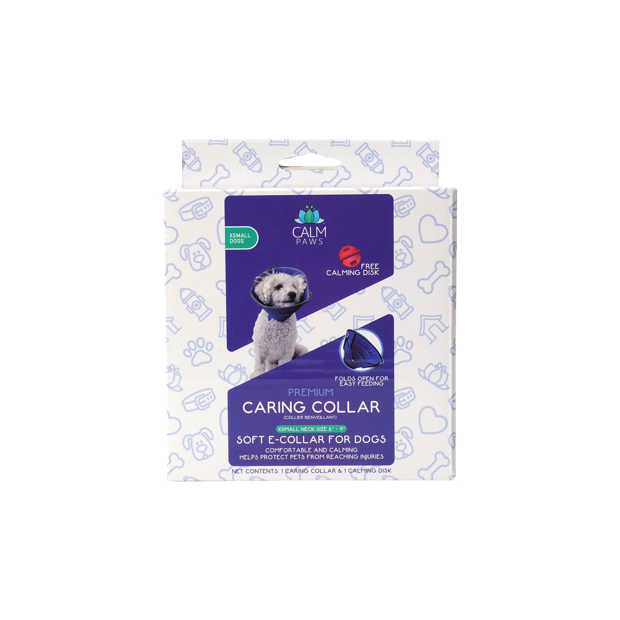 Calm Paws Behavior Support Caring Dog Cone Recovery Collar with Calming Gel Patch, Multiple Sizes, size: XS | PetSmart