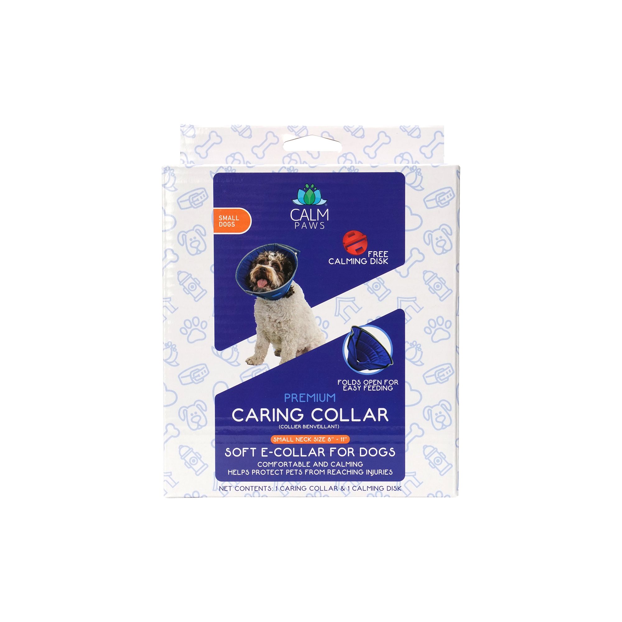 Calm Paws Behavior Support Caring Dog Cone Recovery Collar with Calming Gel Patch, Multiple Sizes, size: Small | PetSmart
