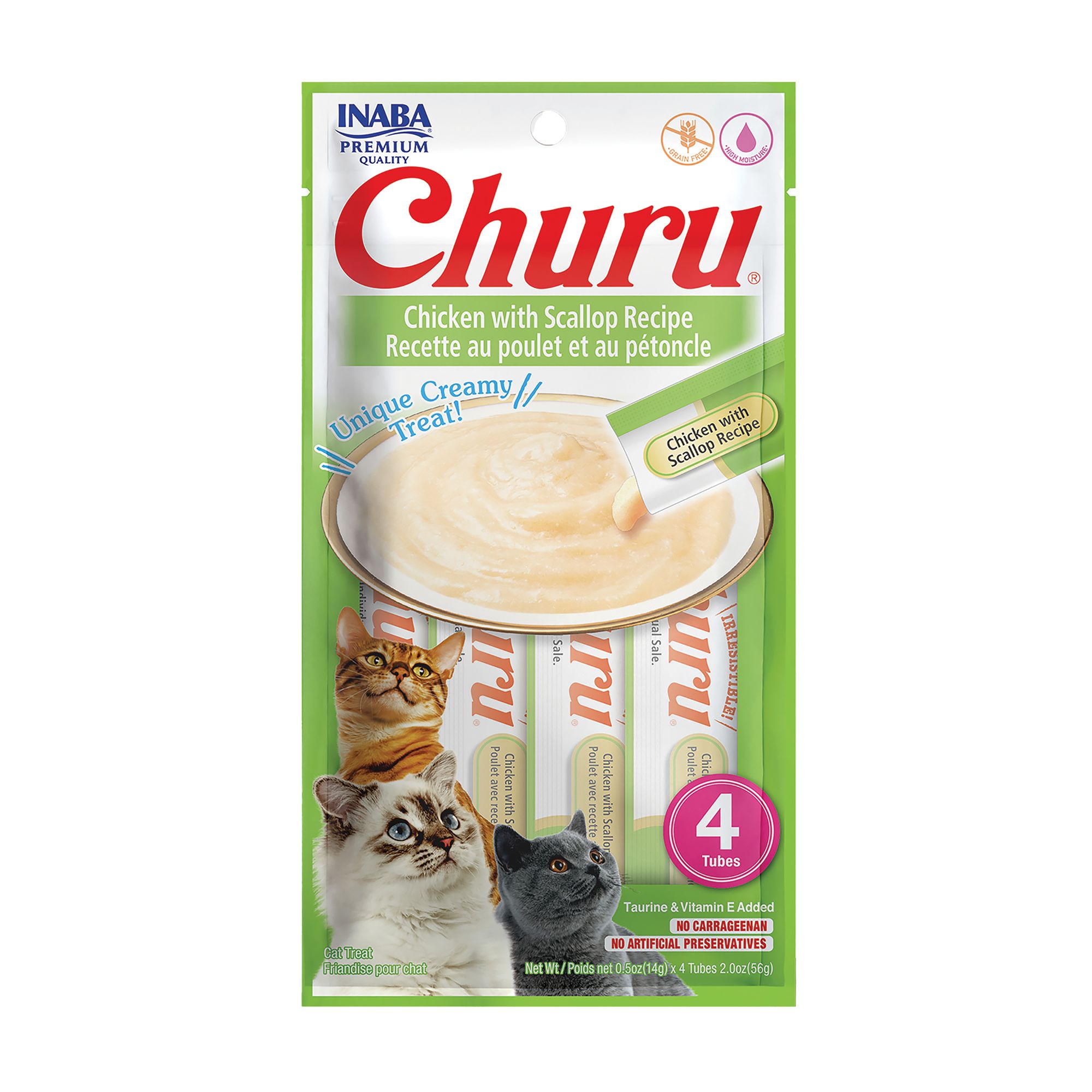 Inaba Churu Creamy Puree Lickable Cat Treat - 2 Oz, Chicken and Scallop Flavor | PetSmart