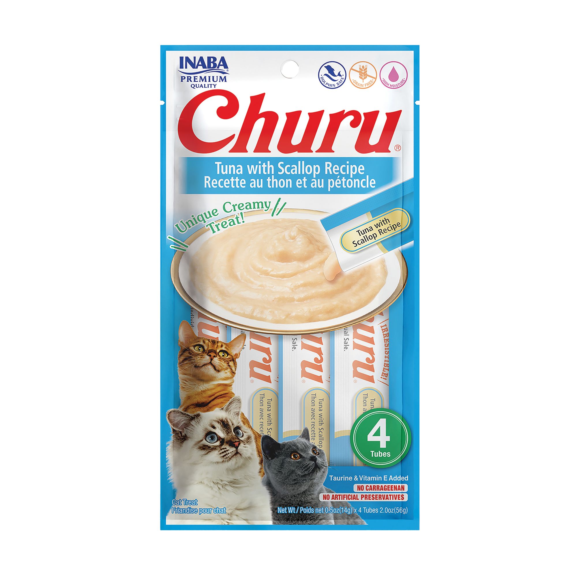 Inaba Churu Creamy Puree Lickable Cat Treat - Tuna with Scallop, size: 56 g | PetSmart