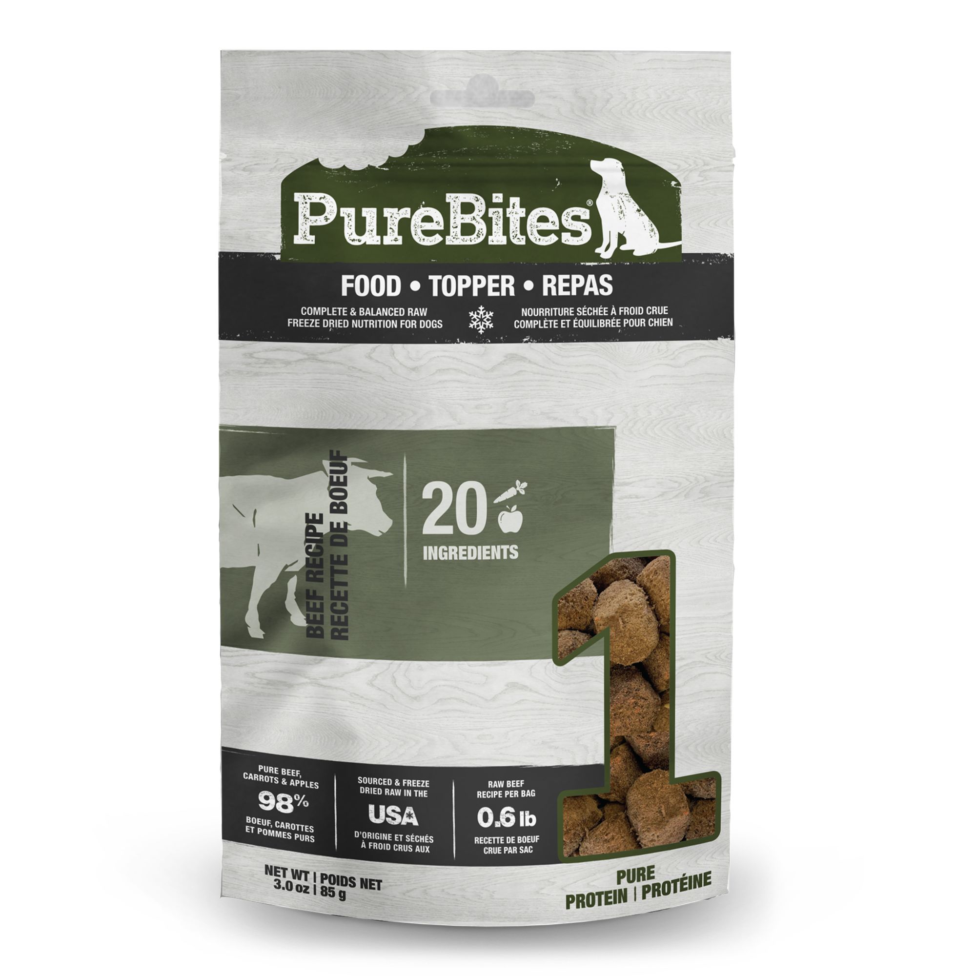 PureBites RAW Freeze Dried Complete and Balanced Dog Food or Topper - Beef, size: 3 oz | PetSmart