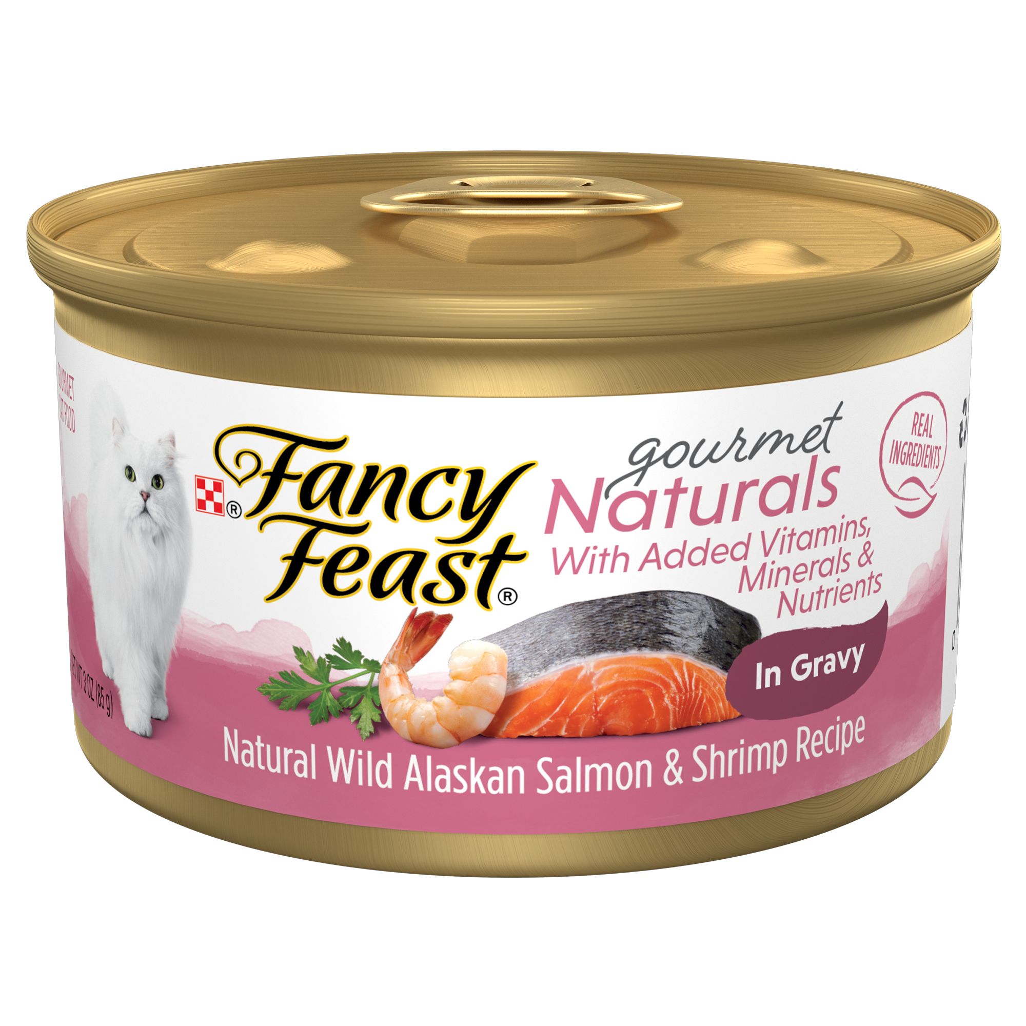 Fancy Feast Gourmet Naturals Adult Cat Wet Food - in Gravy, 3 oz, Flavor: Salmon, Shrimp | PetSmart