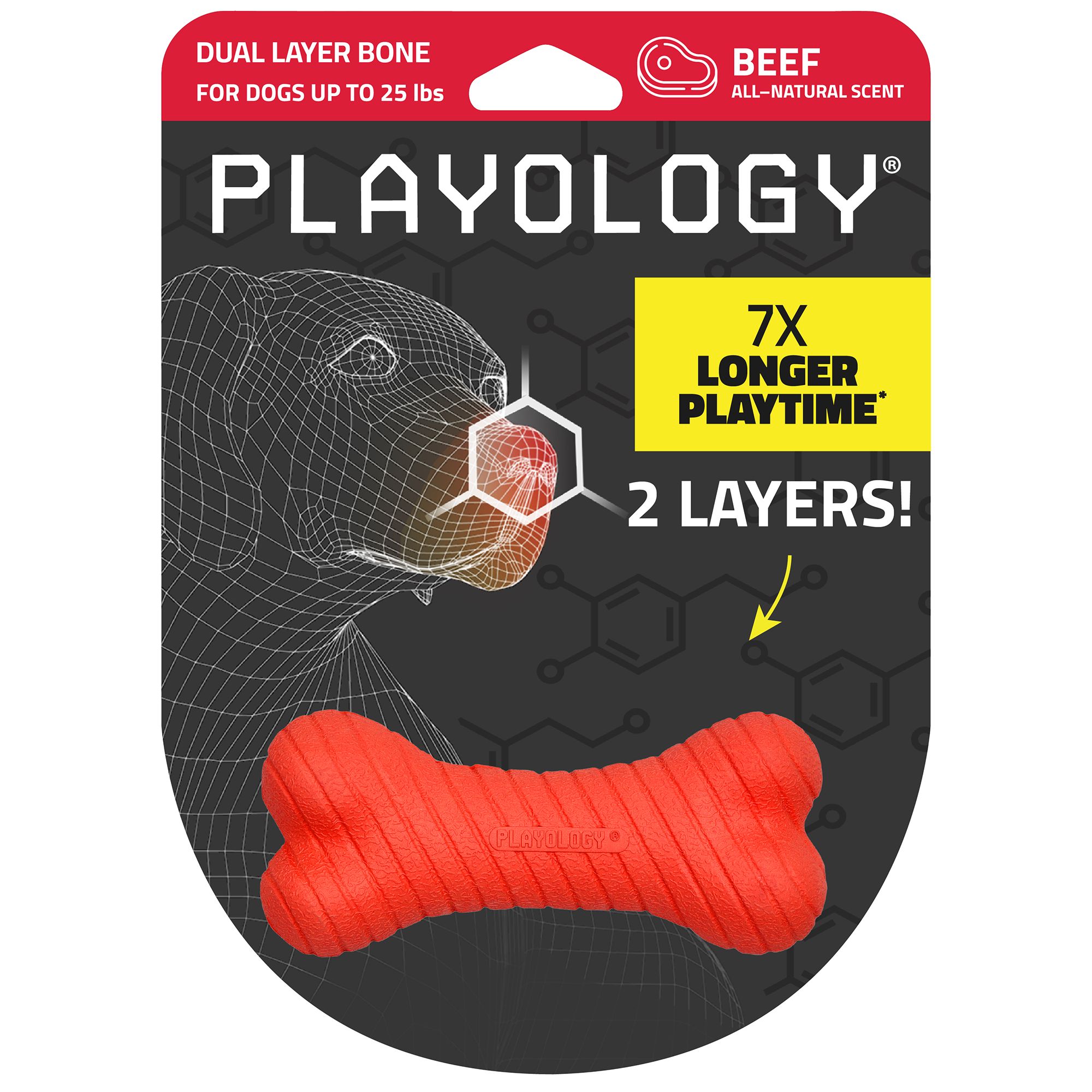 Playology Dual Layer Bone Scented Dog Toy Beef, Small | PetSmart