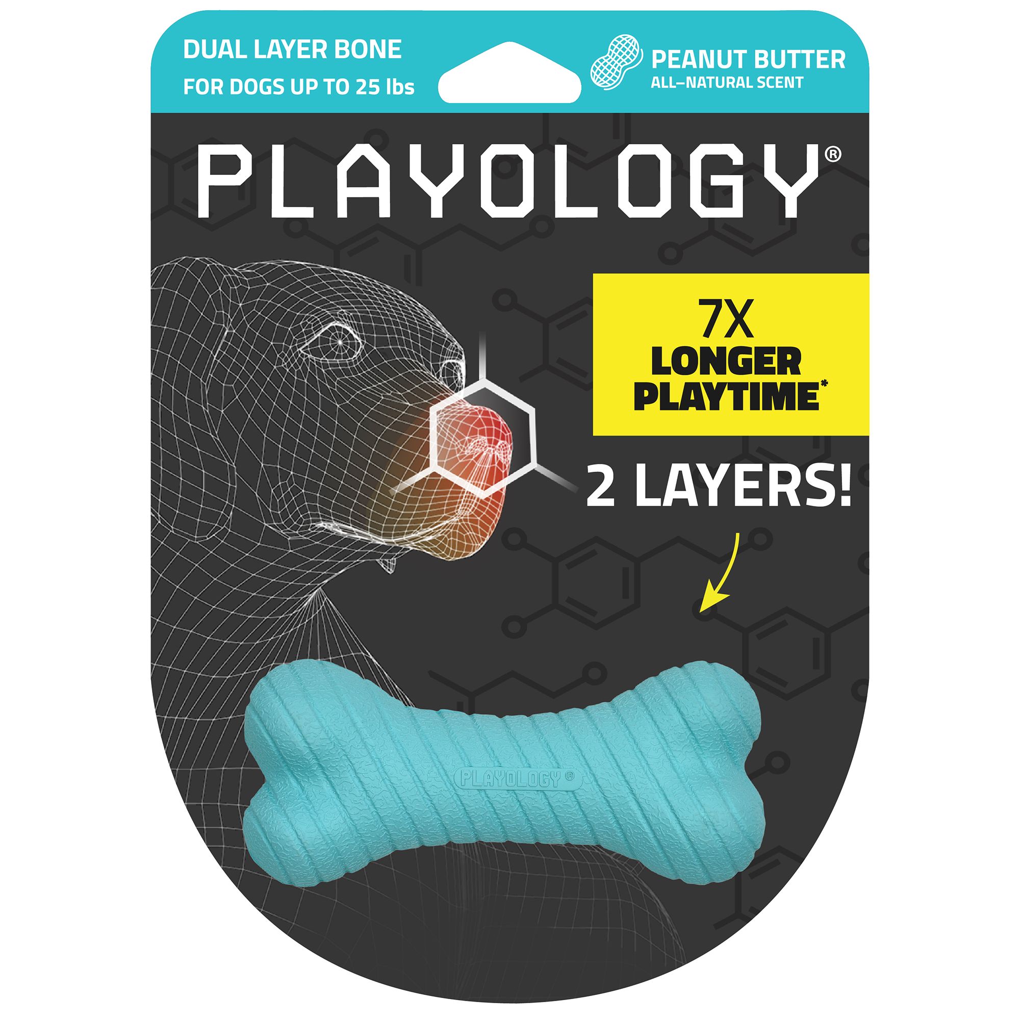 Playology Dual Layer Bone Scented Dog Toy Peanut Butter, Small | PetSmart